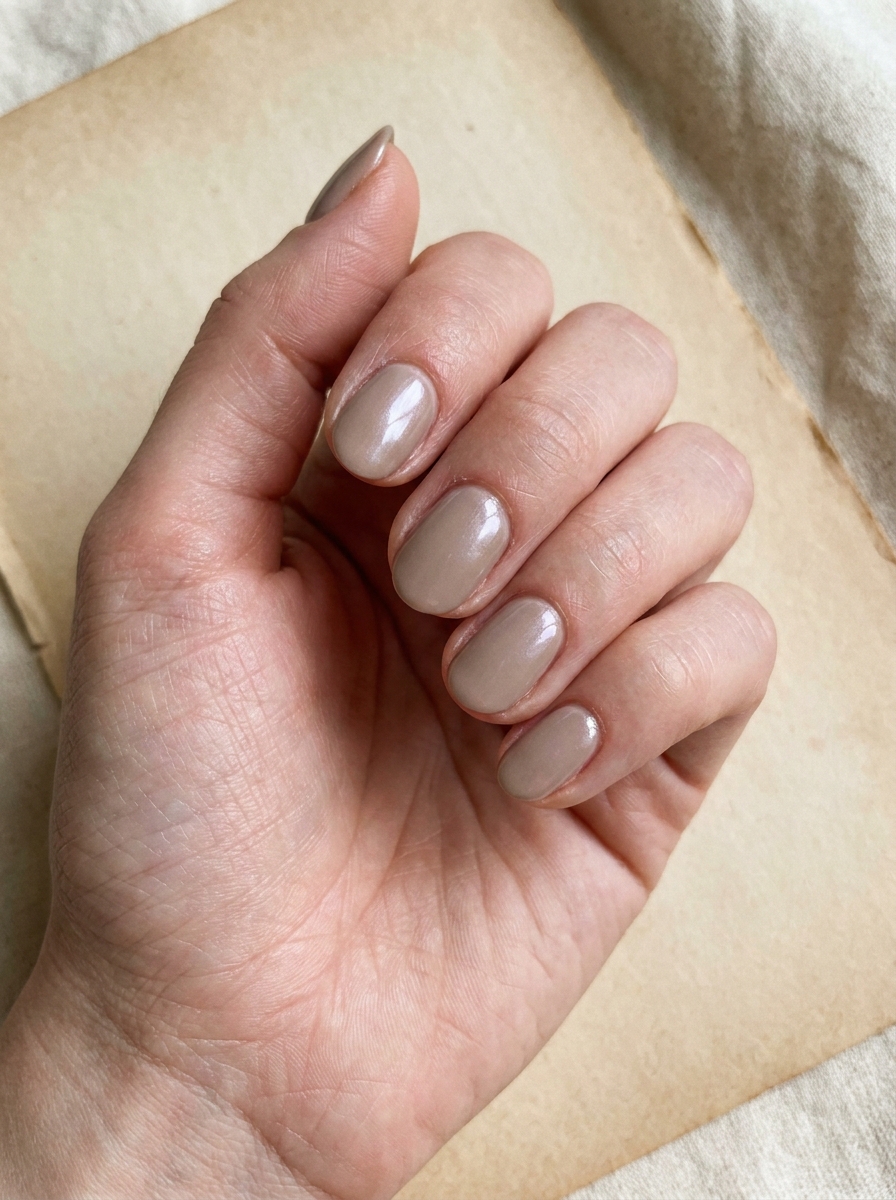Taupe Glazed Nails als Herbst Beauty Trends Inspiration 2026